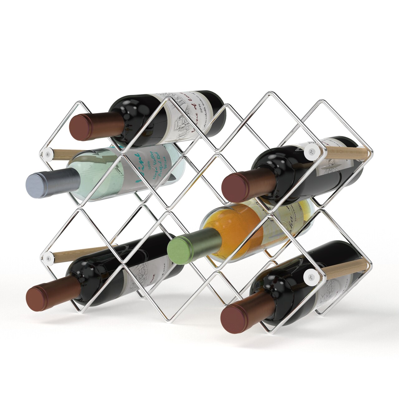 Mango Steam Modern Geometric 10-Bottle Wood & Metal Wine Rack